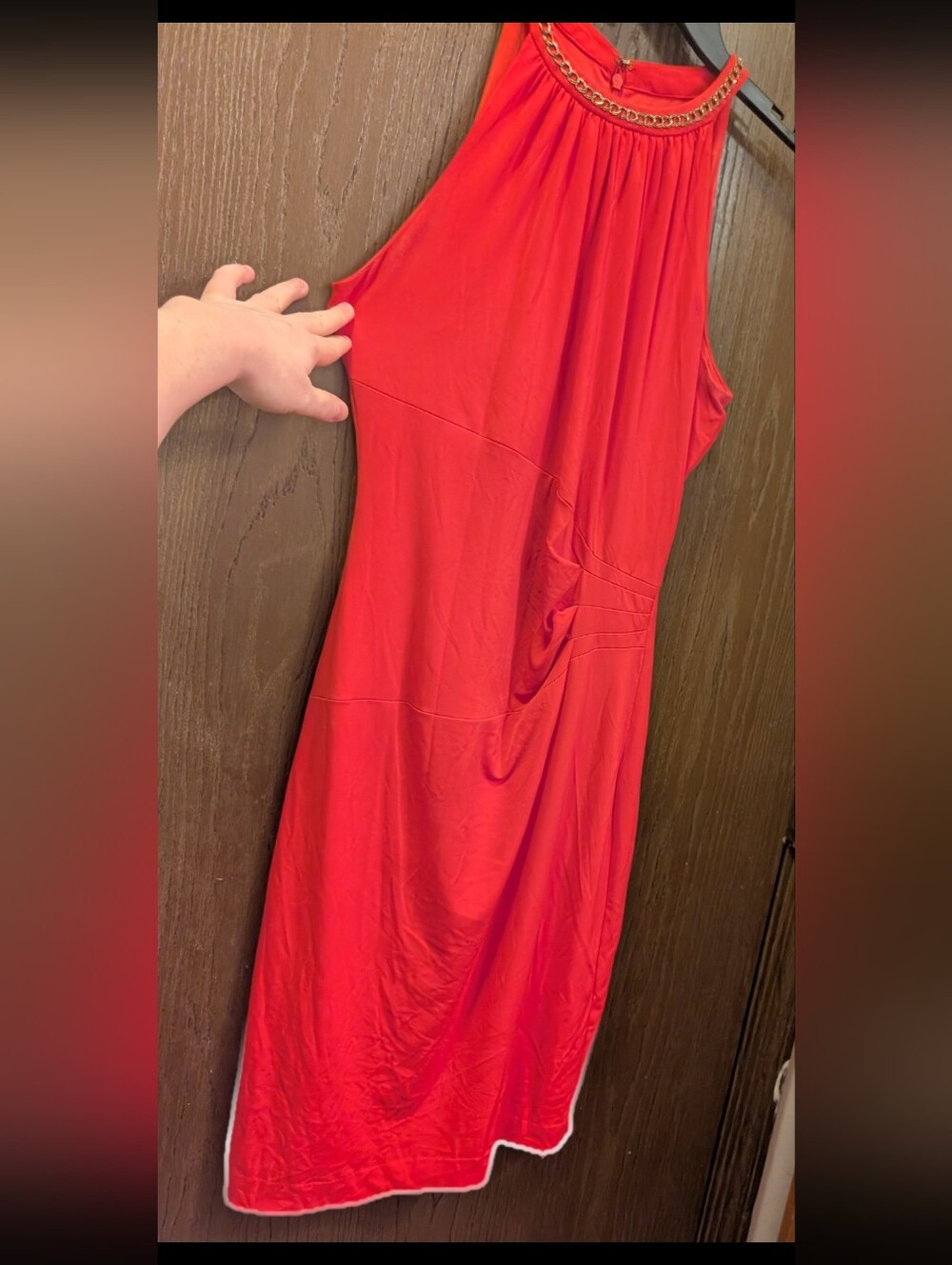 Cache XS Red/Orange Hi Neck Stretch Dress